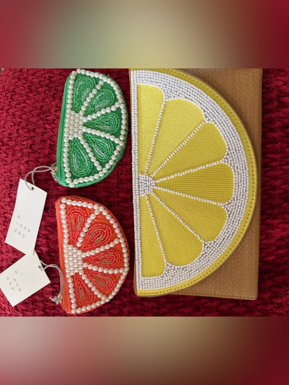🔘Set of 3 “a new day” clutch and coin purses
